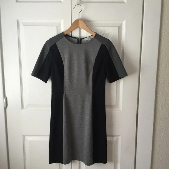 Ann Taylor LOFT Black & Gray Colorblock Short Sleeve Dress Size 2 EUC - Picture 3 of 12